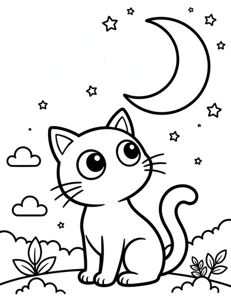 Black Cat with Green Eyes coloring page