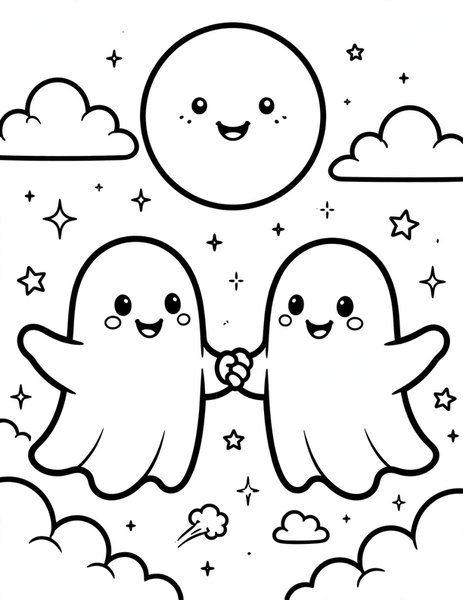 Ghost Best Friends coloring page