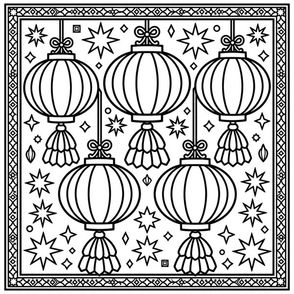 Paper Lanterns coloring page