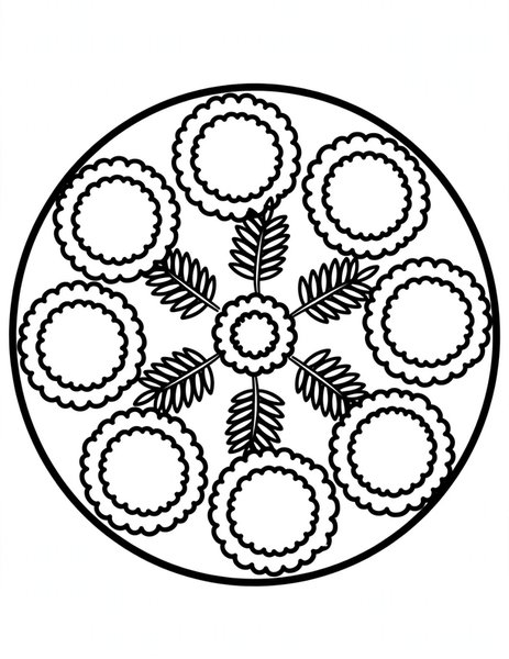 Marigold Puff Mandala coloring page