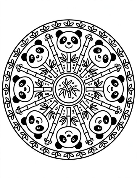 Panda Face Mandala coloring page