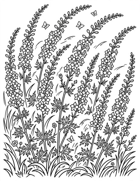 Larkspur Field coloring page