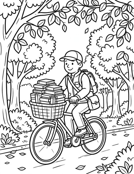 Book Delivery Bike coloring page