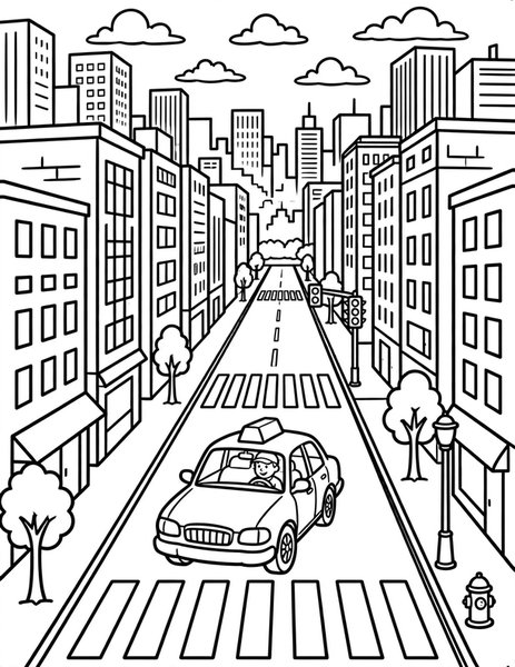 Taxi Cab Cruise coloring page