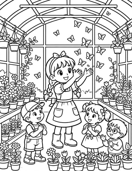 Butterfly Greenhouse coloring page