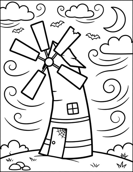 Haunted Windmill coloring page