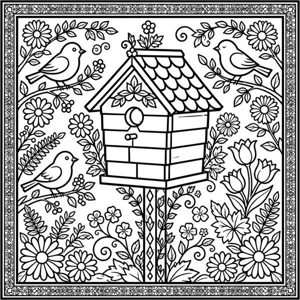 Birdhouse coloring page
