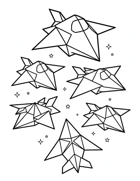 Origami Star Fleet coloring page