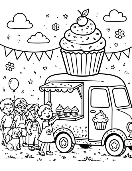 Cupcake Truck coloring page