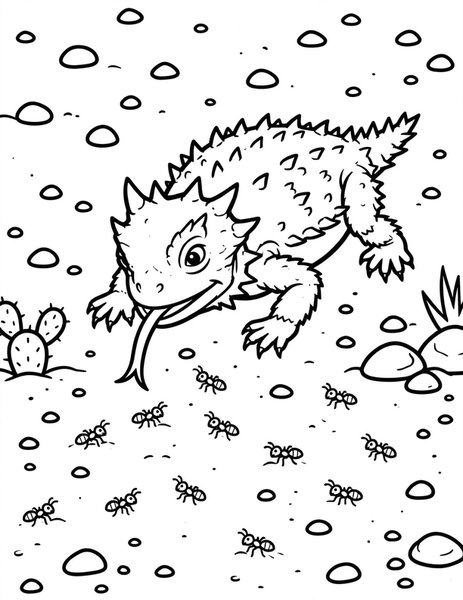 Horned Lizard Ant Hunt coloring page