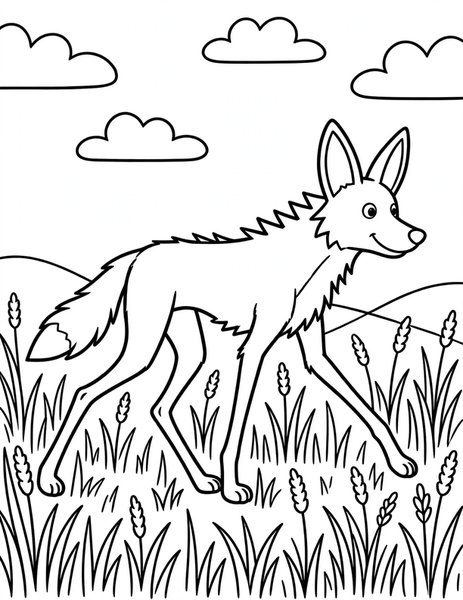 Maned Wolf Grassland coloring page