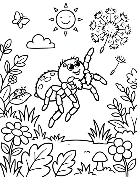 Jumping Spider Spring coloring page