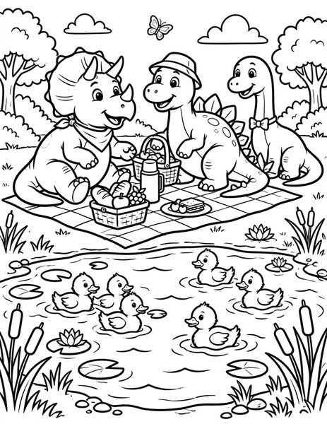 Duck Pond Picnic coloring page