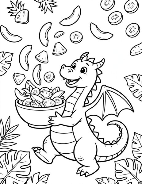 Dragon Tropical Salad coloring page