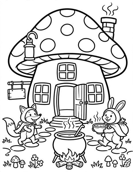 Toadstool Inn coloring page