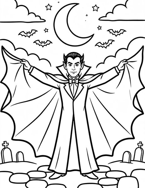 Vampire with a Cape coloring page