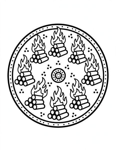 Campfire Ring Mandala coloring page