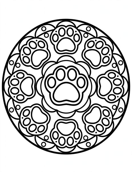 Polar Bear Paw Mandala coloring page