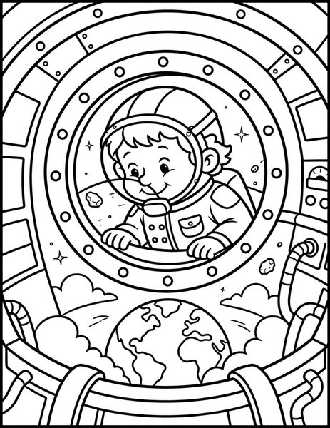 Rocket Window Seat coloring page