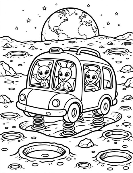 Moon Bus Ride coloring page