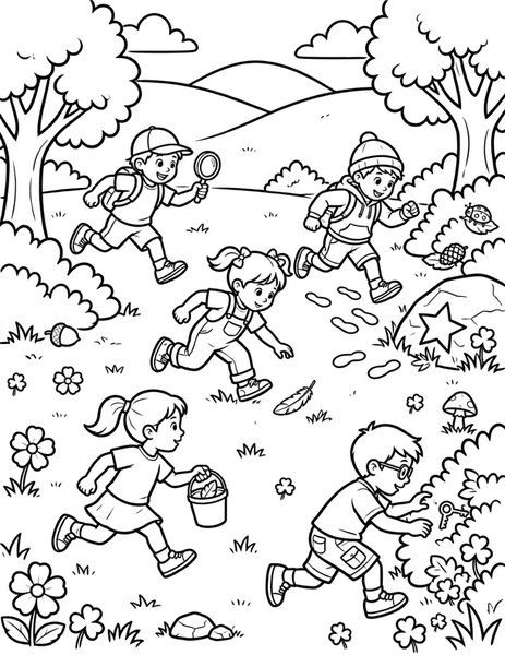 Scavenger Hunt Race coloring page