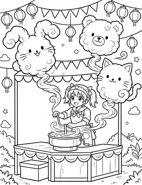 Cotton Candy Cloud coloring page