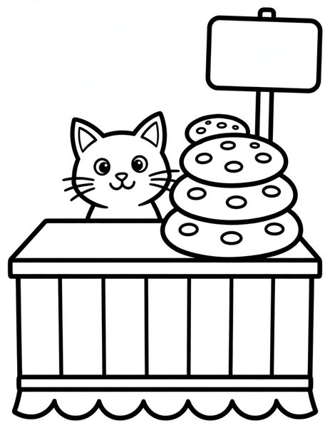 Cat Cookie Stand coloring page