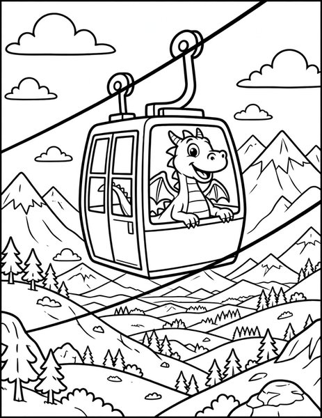 Dragon Cable Car coloring page