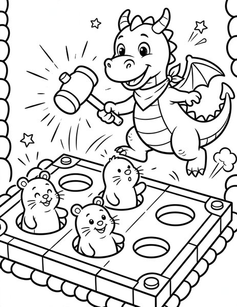 Dragon Whack-a-Mole coloring page
