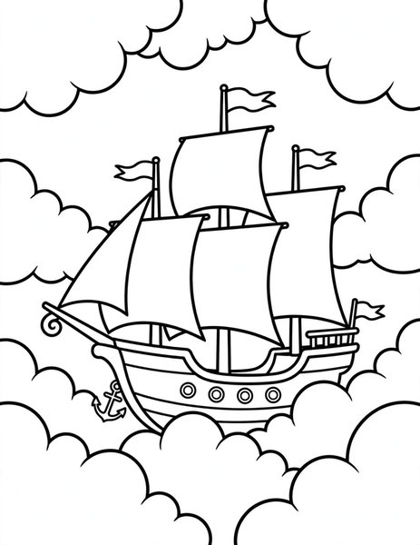 Cloud Ship coloring page
