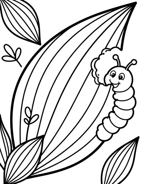 Caterpillar on Alstroemeria coloring page
