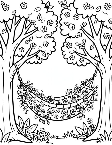 Flower Hammock Nap coloring page
