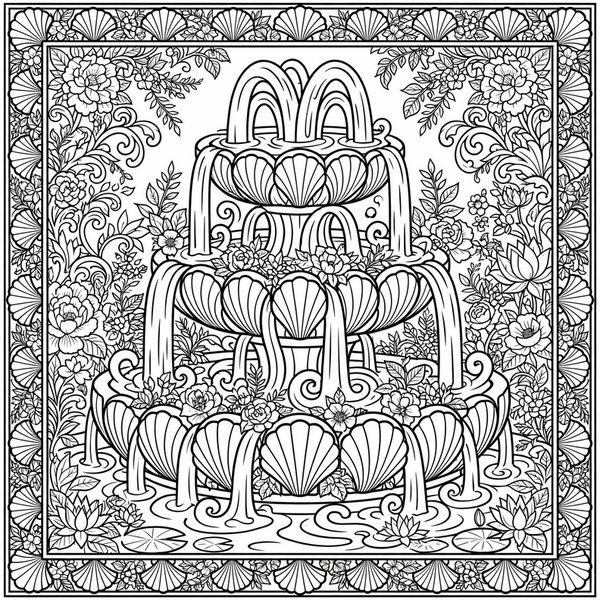 Fountain coloring page