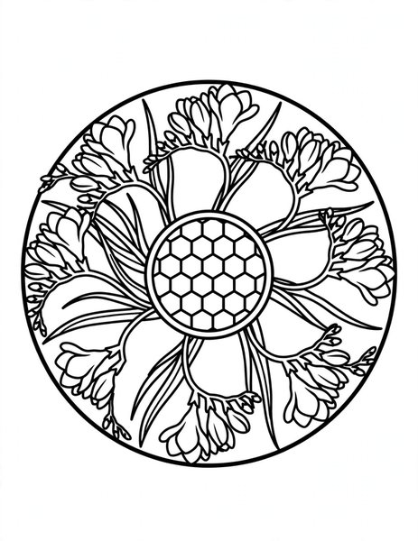 Freesia Bloom Mandala coloring page