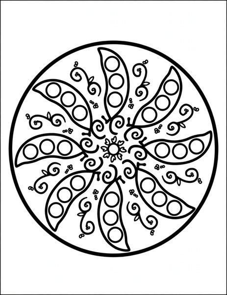 Pea Pod Mandala coloring page