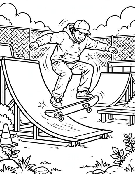 Kickflip Land coloring page