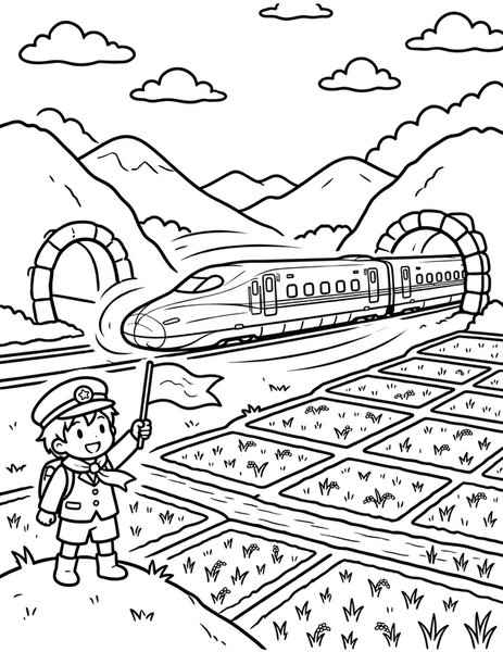 Shinkansen Conductor coloring page
