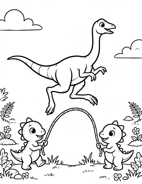 Gallimimus Jump Rope coloring page