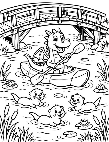 Dragon Kayaker coloring page