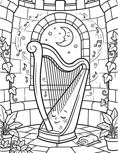 Singing Harp coloring page
