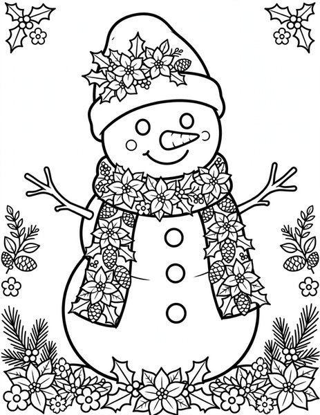 Flower Snowman Friend coloring page