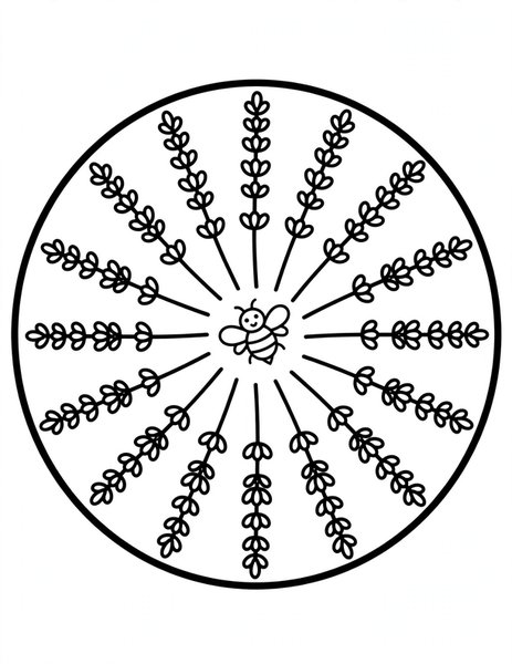 Lavender Sprig Mandala coloring page