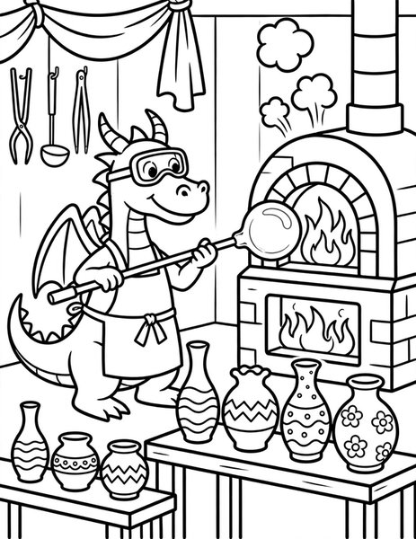 Dragon Glassblower coloring page