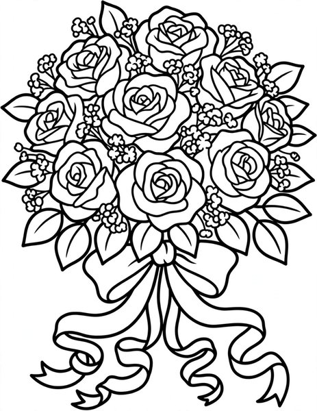 Wedding Bouquet Bliss coloring page