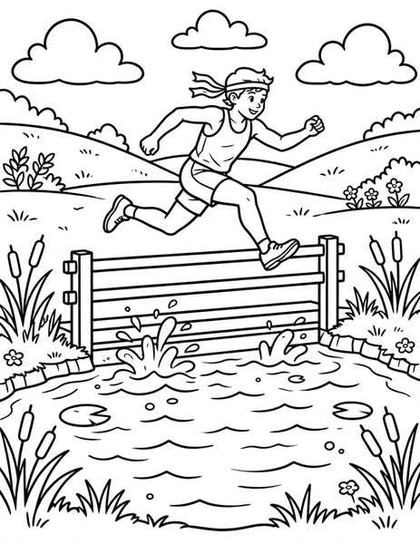 Steeplechase Splash coloring page