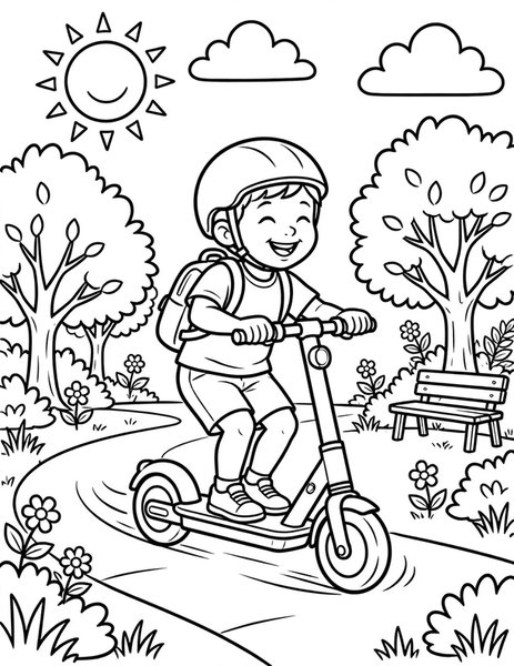 Electric Scooter Zip coloring page