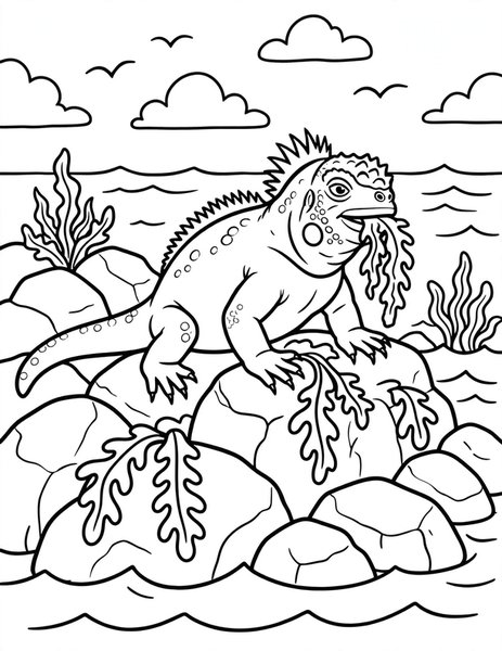 Iguana Munch coloring page