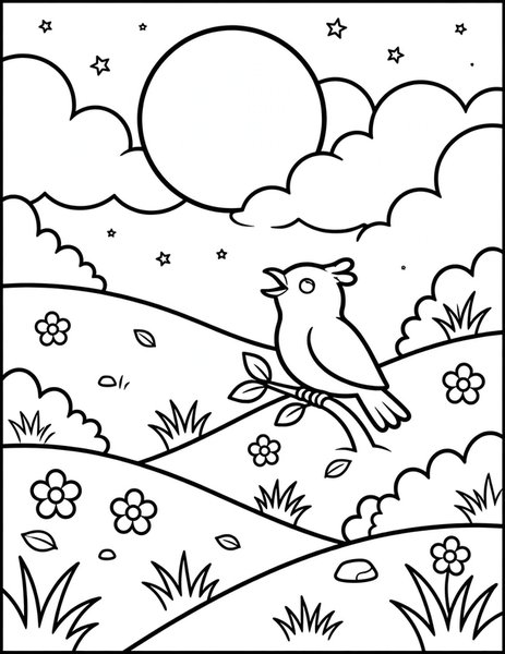 Nightjar Moonlight coloring page