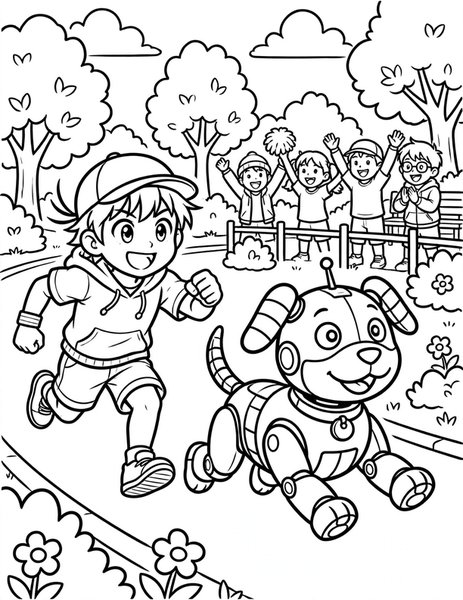 Mecha Dog Dash coloring page