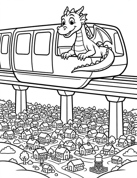 Dragon Monorail coloring page